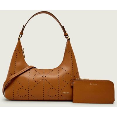 Calvin Klein Skórzane hobo + saszetka camel OS Calvin Klein Skórzane hobo + saszetka camel OS