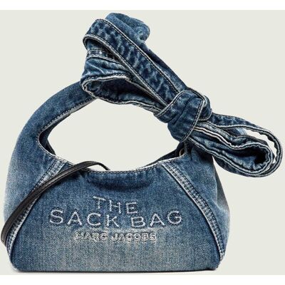 Marc Jacobs Jeansowa torebka na ramię + saszetka The Bow Denim Mini Sack Bag niebieski OS Marc Jacobs Jeansowa torebka na ramię + saszetka The Bow Denim Mini Sack Bag niebieski OS