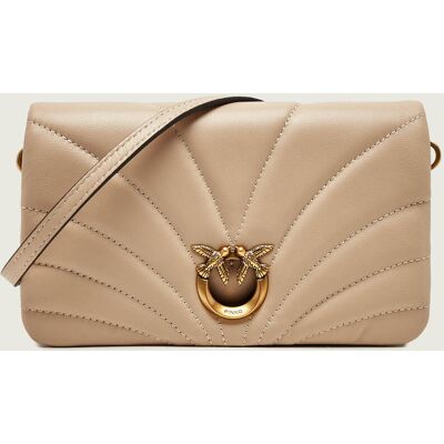 Pinko Skórzana kopertówka Click Horizontal Mini beżowy OS Pinko Skórzana kopertówka Click Horizontal Mini beżowy OS