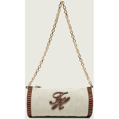 Tommy Hilfiger Lniana torebka na ramię TH ELEV SUMM CHAIN beżowy OS Tommy Hilfiger Lniana torebka na ramię TH ELEV SUMM CHAIN beżowy OS