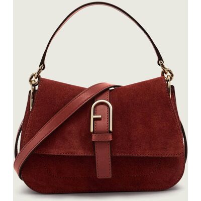Furla Torebka na ramię Furla Flow Mini zamsz bordowy OS Furla Torebka na ramię Furla Flow Mini zamsz bordowy OS