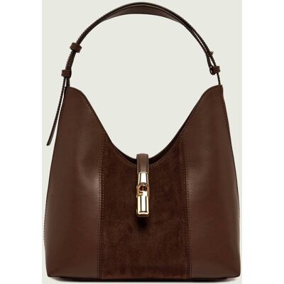 Furla Skórzana shopperka Furla Goccia M zamsz brązowy OS Furla Skórzana shopperka Furla Goccia M zamsz brązowy OS