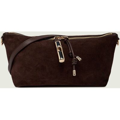 Furla Torebka na ramię Furla Debby Mini zamsz brązowy OS Furla Torebka na ramię Furla Debby Mini zamsz brązowy OS