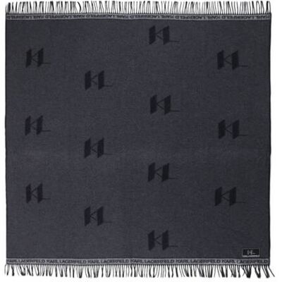 Karl Lagerfeld Wełniany koc K/Monogram 160 x 172 cm szary OS Karl Lagerfeld Wełniany koc K/Monogram 160 x 172 cm szary OS