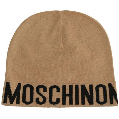 Moschino Czapka z dodatkiem wełny i kaszmiru beżowy OS Moschino Czapka z dodatkiem wełny i kaszmiru beżowy OS