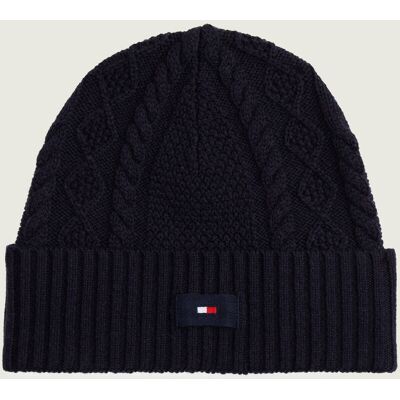 Tommy Hilfiger Wełniana czapka FLAG granatowy OS Tommy Hilfiger Wełniana czapka FLAG granatowy OS