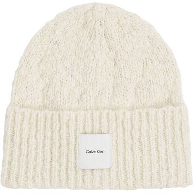 Calvin Klein Czapka z dodatkiem wełny ecru OS Calvin Klein Czapka z dodatkiem wełny ecru OS