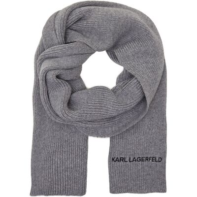 Karl Lagerfeld Szal k/essential logo z dodatkiem wełny i kaszmiru szary OS Karl Lagerfeld Szal k/essential logo z dodatkiem wełny i kaszmiru szary OS