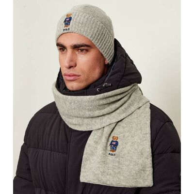 Polo Ralph Lauren Szal + czapka z dodatkiem wełny szary OS Polo Ralph Lauren Szal + czapka z dodatkiem wełny szary OS