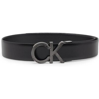 Calvin Klein Skórzany pasek ADJ/REV CK METAL DIAGONAL 35MM czarny 90 Calvin Klein Skórzany pasek ADJ/REV CK METAL DIAGONAL 35MM czarny 90