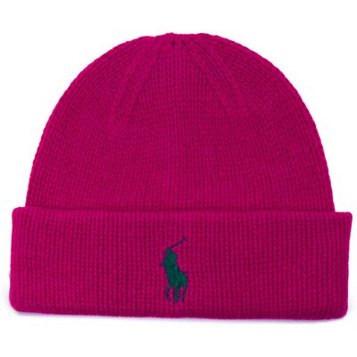 Polo Ralph Lauren Wełniana czapka fuksja OS Polo Ralph Lauren Wełniana czapka fuksja OS