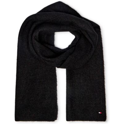 Tommy Hilfiger Szal FUZZY z dodatkiem wełny czarny OS Tommy Hilfiger Szal FUZZY z dodatkiem wełny czarny OS
