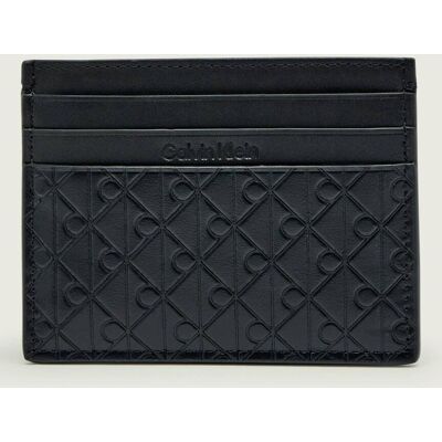 Calvin Klein Skórzane etui na karty EMBOSSED EMBLEM czarny OS Calvin Klein Skórzane etui na karty EMBOSSED EMBLEM czarny OS