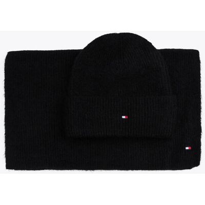 Tommy Hilfiger Szal + czapka z dodatkiem wełny czarny OS Tommy Hilfiger Szal + czapka z dodatkiem wełny czarny OS
