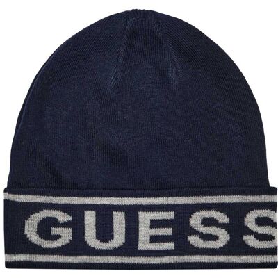 Guess Czapka z dodatkiem jedwabiu granatowy OS Guess Czapka z dodatkiem jedwabiu granatowy OS