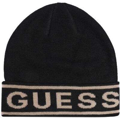 Guess Czapka z dodatkiem jedwabiu czarny OS Guess Czapka z dodatkiem jedwabiu czarny OS