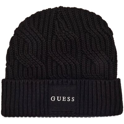 Guess Czapka CABLE z dodatkiem wełny czarny OS Guess Czapka CABLE z dodatkiem wełny czarny OS
