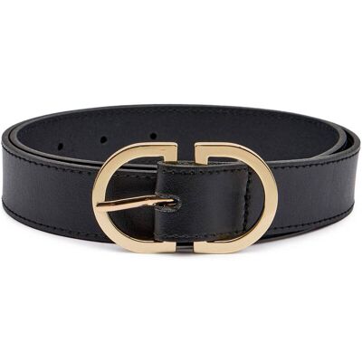Tommy Hilfiger Skórzany pasek FEMININE czarny 95 Tommy Hilfiger Skórzany pasek FEMININE czarny 95