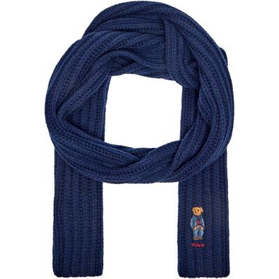 Polo Ralph Lauren Wełniany szal DENIM BEAR granatowy OS Polo Ralph Lauren Wełniany szal DENIM BEAR granatowy OS