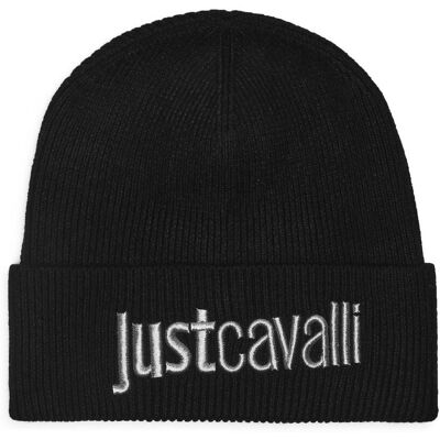 Just Cavalli Czapka z dodatkiem wełny czarny OS Just Cavalli Czapka z dodatkiem wełny czarny OS