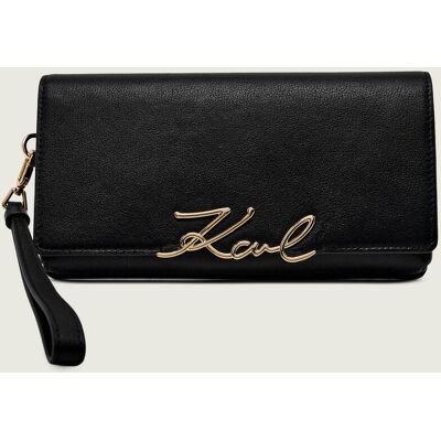 Karl Lagerfeld Skórzany portfel k/signature czarny OS Karl Lagerfeld Skórzany portfel k/signature czarny OS
