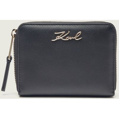 Karl Lagerfeld Skórzany portfel K/signature md czarny OS Karl Lagerfeld Skórzany portfel K/signature md czarny OS