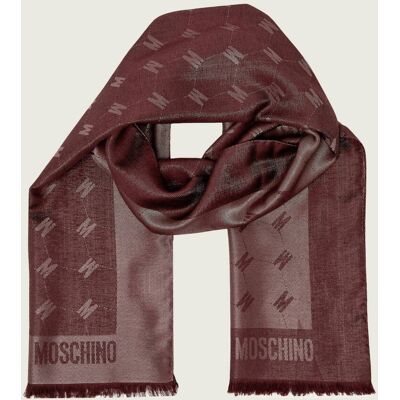 Moschino Szal z dodatkiem jedwabiu i wełny bordowy OS Moschino Szal z dodatkiem jedwabiu i wełny bordowy OS