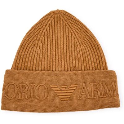 Giorgio Armani Emporio Armani Wełniana czapka camel L Giorgio Armani Emporio Armani Wełniana czapka camel L
