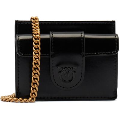 Pinko Skórzany portfel CARD HOLDER POCKET PELLE SPAZZ czarny OS Pinko Skórzany portfel CARD HOLDER POCKET PELLE SPAZZ czarny OS