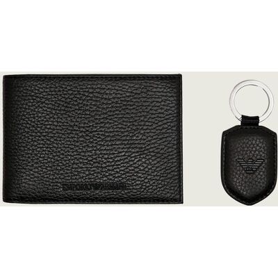Giorgio Armani Emporio Armani Skórzany portfel + brelok czarny OS Giorgio Armani Emporio Armani Skórzany portfel + brelok czarny OS