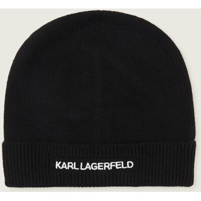 Karl Lagerfeld Czapka k/essential beanie z dodatkiem wełny i kaszmiru czarny OS Karl Lagerfeld Czapka k/essential beanie z dodatkiem wełny i kaszmiru czarny OS