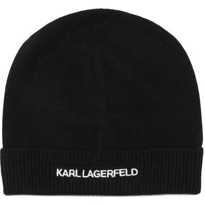 Karl Lagerfeld Czapka k/essential beanie z dodatkiem wełny i kaszmiru czarny OS Karl Lagerfeld Czapka k/essential beanie z dodatkiem wełny i kaszmiru czarny OS