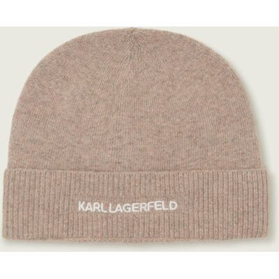 Karl Lagerfeld Czapka k/essential z dodatkiem wełny i kaszmiru beżowy OS Karl Lagerfeld Czapka k/essential z dodatkiem wełny i kaszmiru beżowy OS