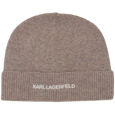 Karl Lagerfeld Czapka k/essential z dodatkiem wełny i kaszmiru beżowy OS Karl Lagerfeld Czapka k/essential z dodatkiem wełny i kaszmiru beżowy OS