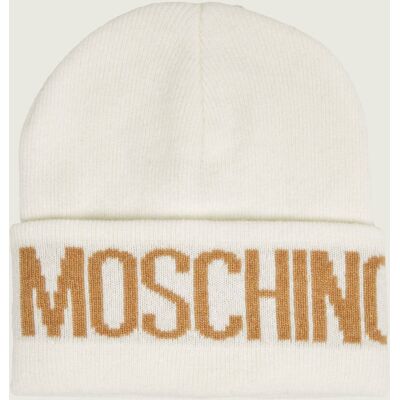 Moschino Czapka z dodatkiem wełny i kaszmiru biały OS Moschino Czapka z dodatkiem wełny i kaszmiru biały OS