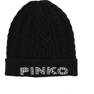 Pinko Czapka BAMBOO CAPPELLO VISCOSA CABLES czarny OS Pinko Czapka BAMBOO CAPPELLO VISCOSA CABLES czarny OS