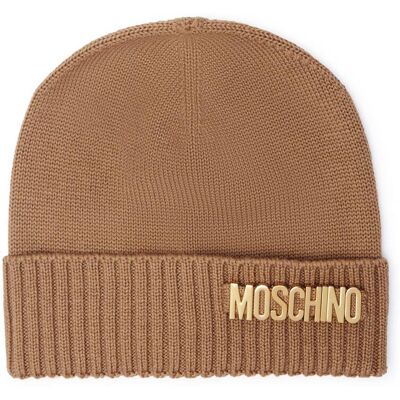 Moschino Wełniana czapka camel OS Moschino Wełniana czapka camel OS