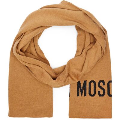 Moschino Szal z dodatkiem wełny brązowy OS Moschino Szal z dodatkiem wełny brązowy OS