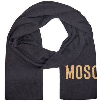 Moschino Szal z dodatkiem wełny czarny OS Moschino Szal z dodatkiem wełny czarny OS