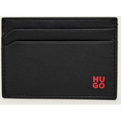 HUGO Skórzane etui na karty Tibby czarny OS HUGO Skórzane etui na karty Tibby czarny OS