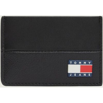 Tommy Jeans Skórzane etui na karty HERITAGE czarny OS Tommy Jeans Skórzane etui na karty HERITAGE czarny OS