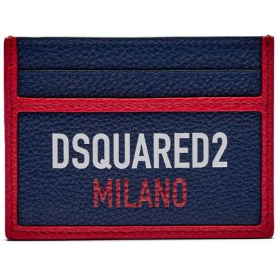 Dsquared2 Skórzane etui na karty granatowy OS Dsquared2 Skórzane etui na karty granatowy OS