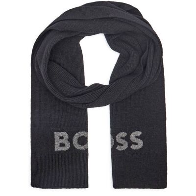 Boss BLACK Szal Elio z dodatkiem wełny i kaszmiru czarny OS Boss BLACK Szal Elio z dodatkiem wełny i kaszmiru czarny OS