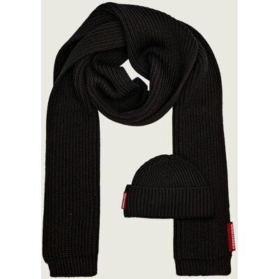Dsquared2 Wełniany szal + czapka czarny OS Dsquared2 Wełniany szal + czapka czarny OS