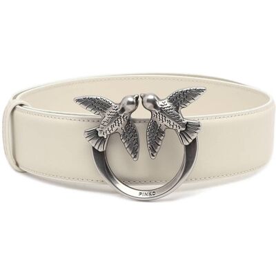 Pinko Skórzany pasek LOVE BERRY H4 BELT VITELLO SET biały L Pinko Skórzany pasek LOVE BERRY H4 BELT VITELLO SET biały L