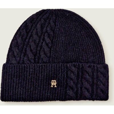 Tommy Hilfiger Czapka CHIC z dodatkiem wełny granatowy OS Tommy Hilfiger Czapka CHIC z dodatkiem wełny granatowy OS