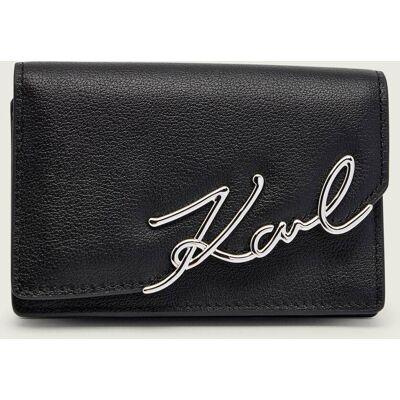 Karl Lagerfeld Skórzane etui na karty k/signature czarny OS Karl Lagerfeld Skórzane etui na karty k/signature czarny OS