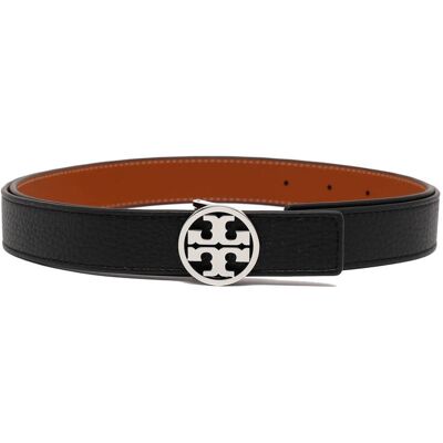 TORY BURCH Skórzany dwustronny pasek 1" Miller czarny L TORY BURCH Skórzany dwustronny pasek 1" Miller czarny L