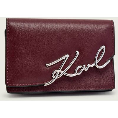 Karl Lagerfeld Skórzane etui na karty k/signature bordowy OS Karl Lagerfeld Skórzane etui na karty k/signature bordowy OS
