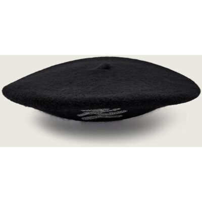 Karl Lagerfeld Wełniany beret k/autograph czarny OS Karl Lagerfeld Wełniany beret k/autograph czarny OS